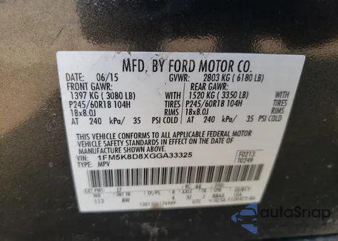 2016 Ford Explorer Xlt from USA, damaged, VIN 1FM5K8D8XGGA33325